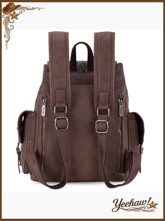 Western Floral Tooled Backpack Purse Laptop Travel Bag Adjustable Straps main image 6